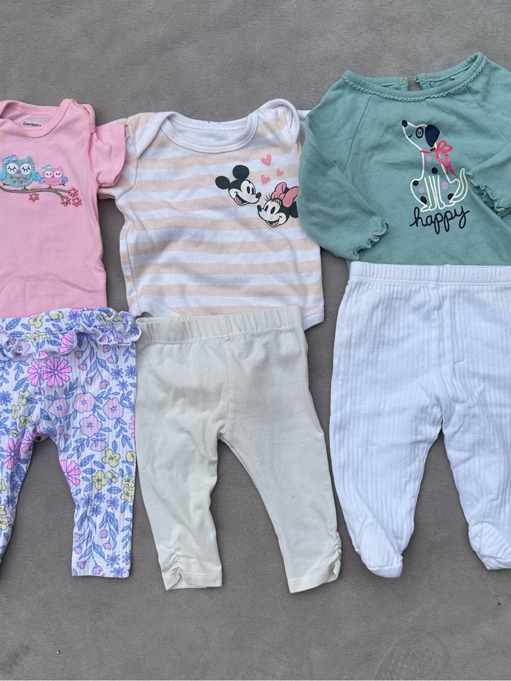 Gerber Pink & Green Baby Girl Matching Tops and Pants Set